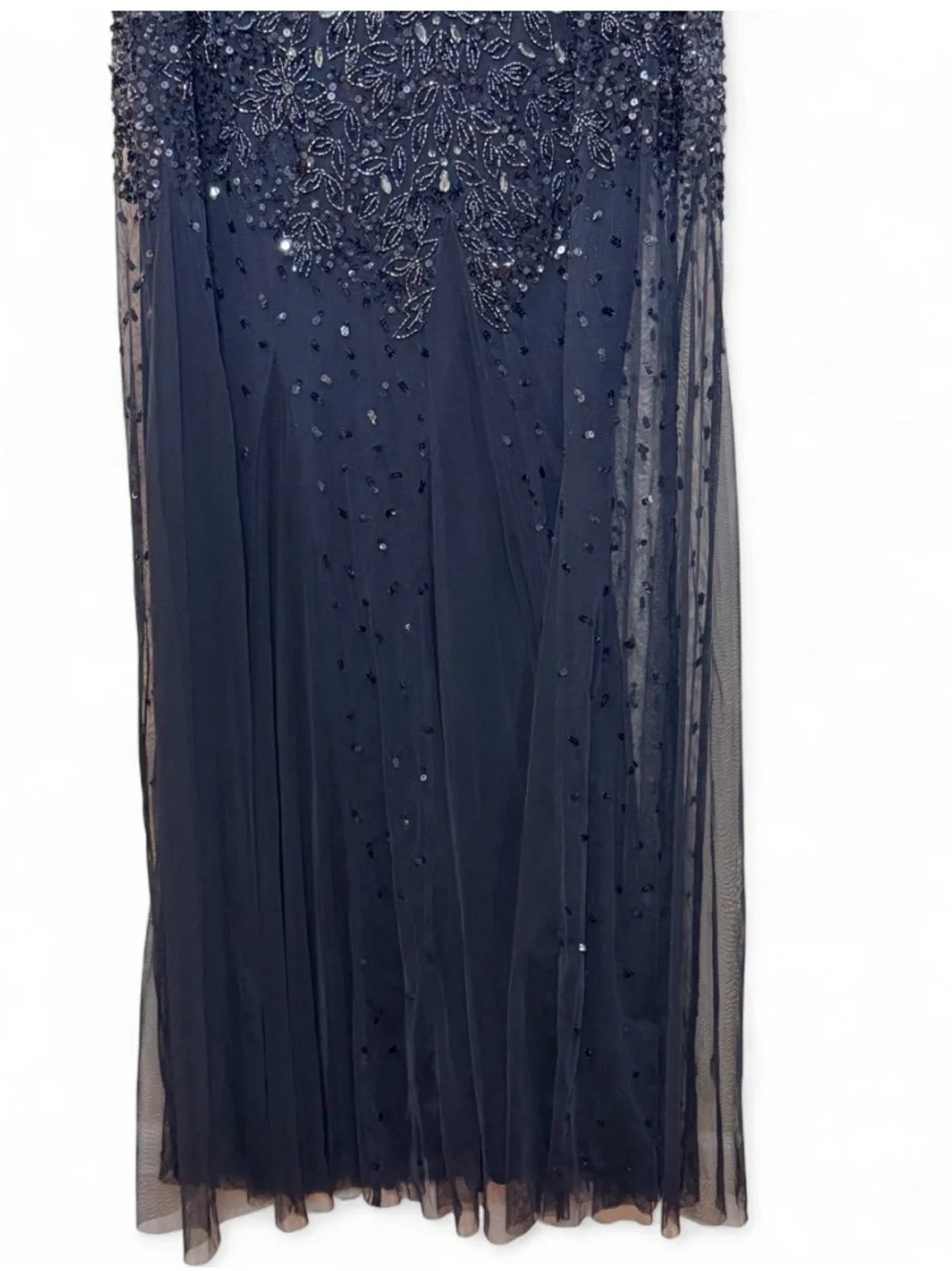 Adrianna Papell Women’s Midnight Beaded Cap Sleeve Formal Evening Gown Dress 14W
